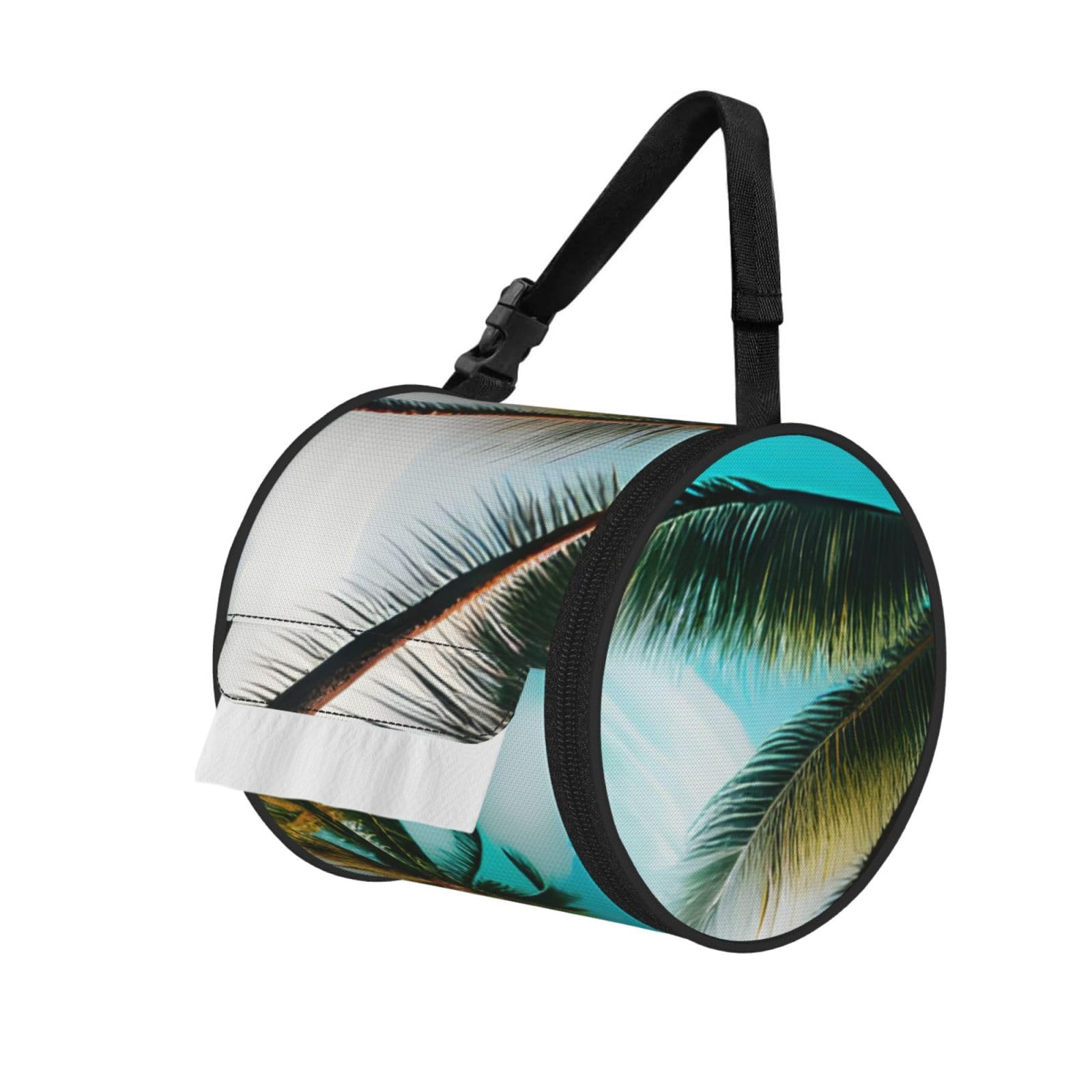 Beach Palm Trees Print Cylindrical Tissue Holder Bathroom Car Home Office Kitchen Decor Versatile