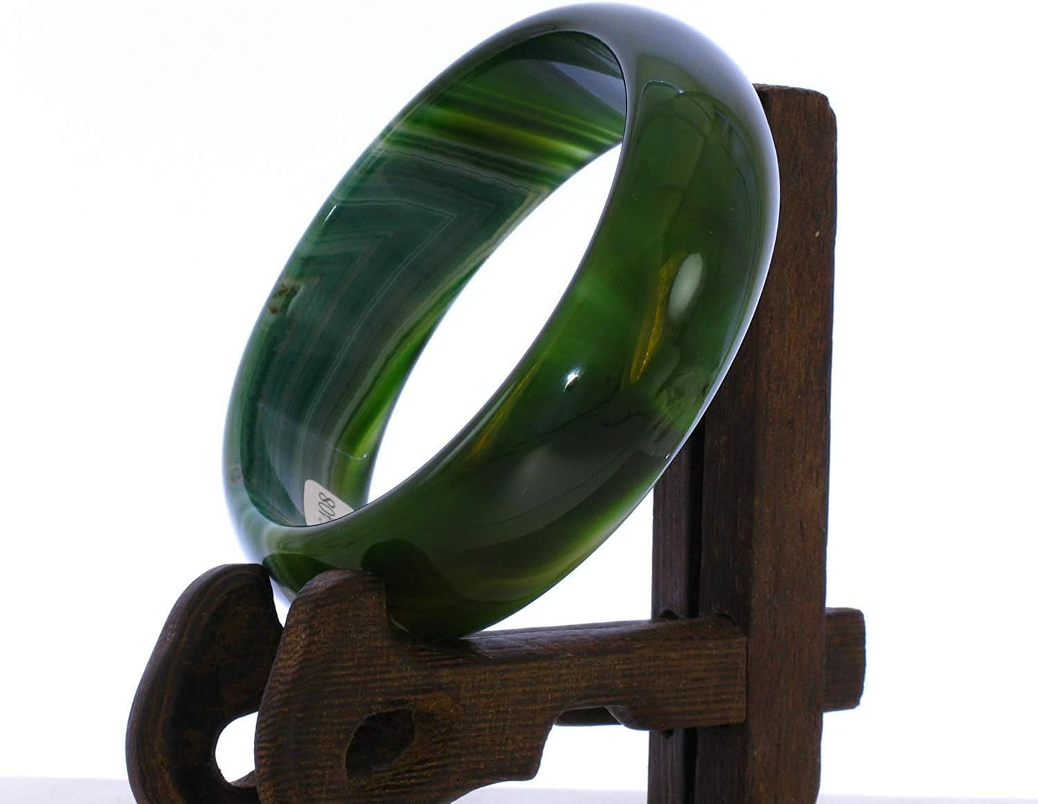 2.3" China Certified Nature Green Chalcedony Jade Women's Bangle Bracelets 6408