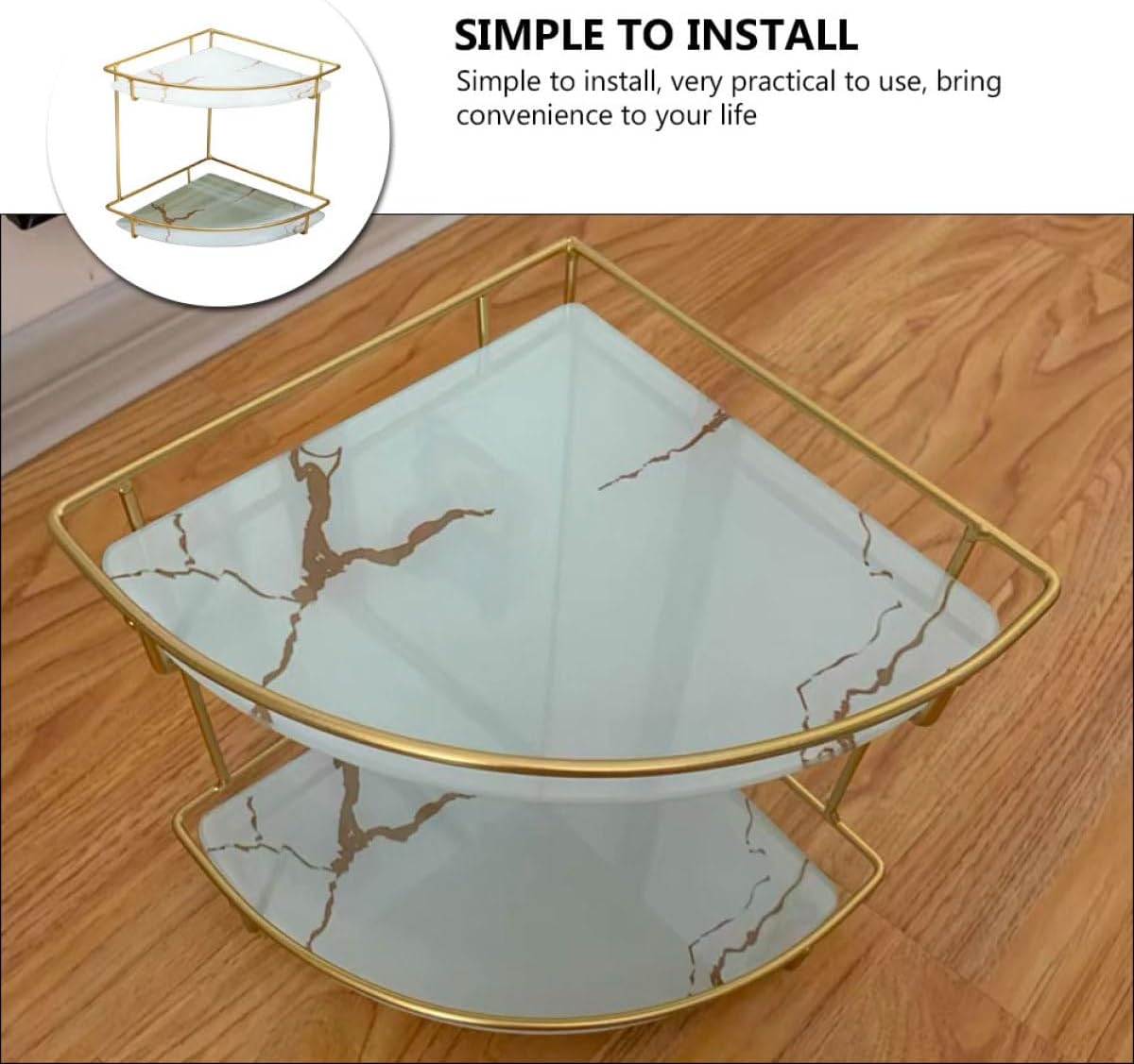 Triangular Corner Shelf Desktop Storage Rack for Bathroom Kitchen Vanity Tabletop Organizing Skincare and Toiletry with Sturdy Easy-Clean Design