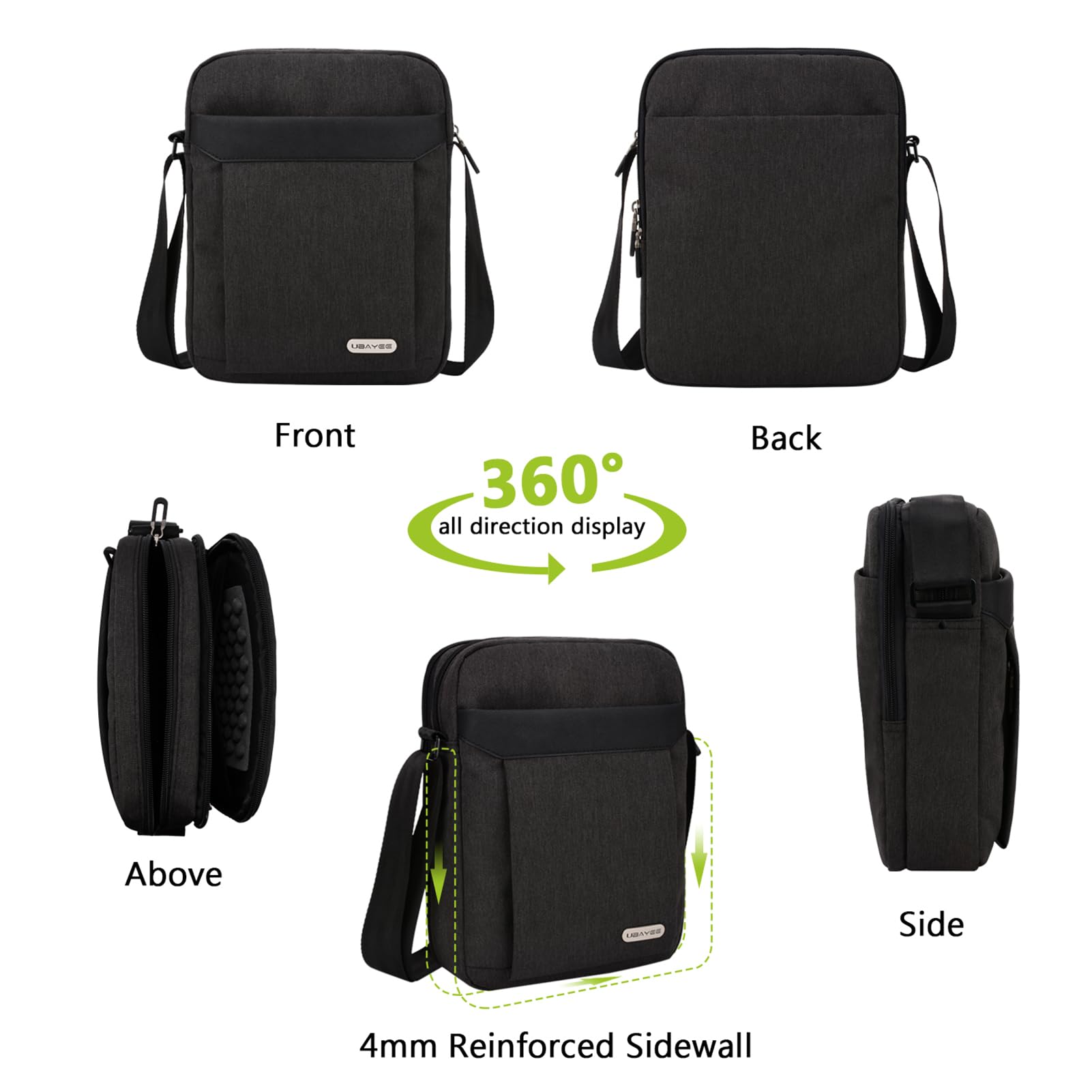 Borsello Uomo Tracolla in Tela con Multi-scomparti (Compatibile con Tablet iPad da 10,5 Pollici, 25 cm), Grigio Scuro