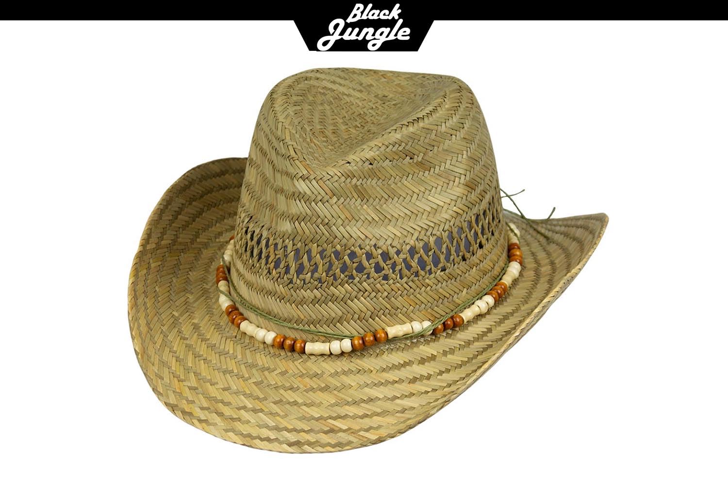 Cappello di paglia Bondi naturale, cappello western, unisex, con tesa larga, protezione solare