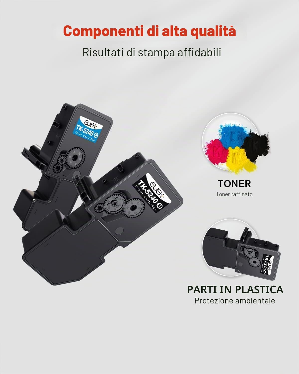 ejet TK5240 Compatibili per Kyocera TK-5240 Kyocera Ecosys M5526cdw 4-Pack | Toner TK5240 TK-5240, Sostituzione per Toner Kyocera Ecosys M5526cdw, Toner Kyocera Ecosys M5526cdn, P5026cdw, P5026cdn