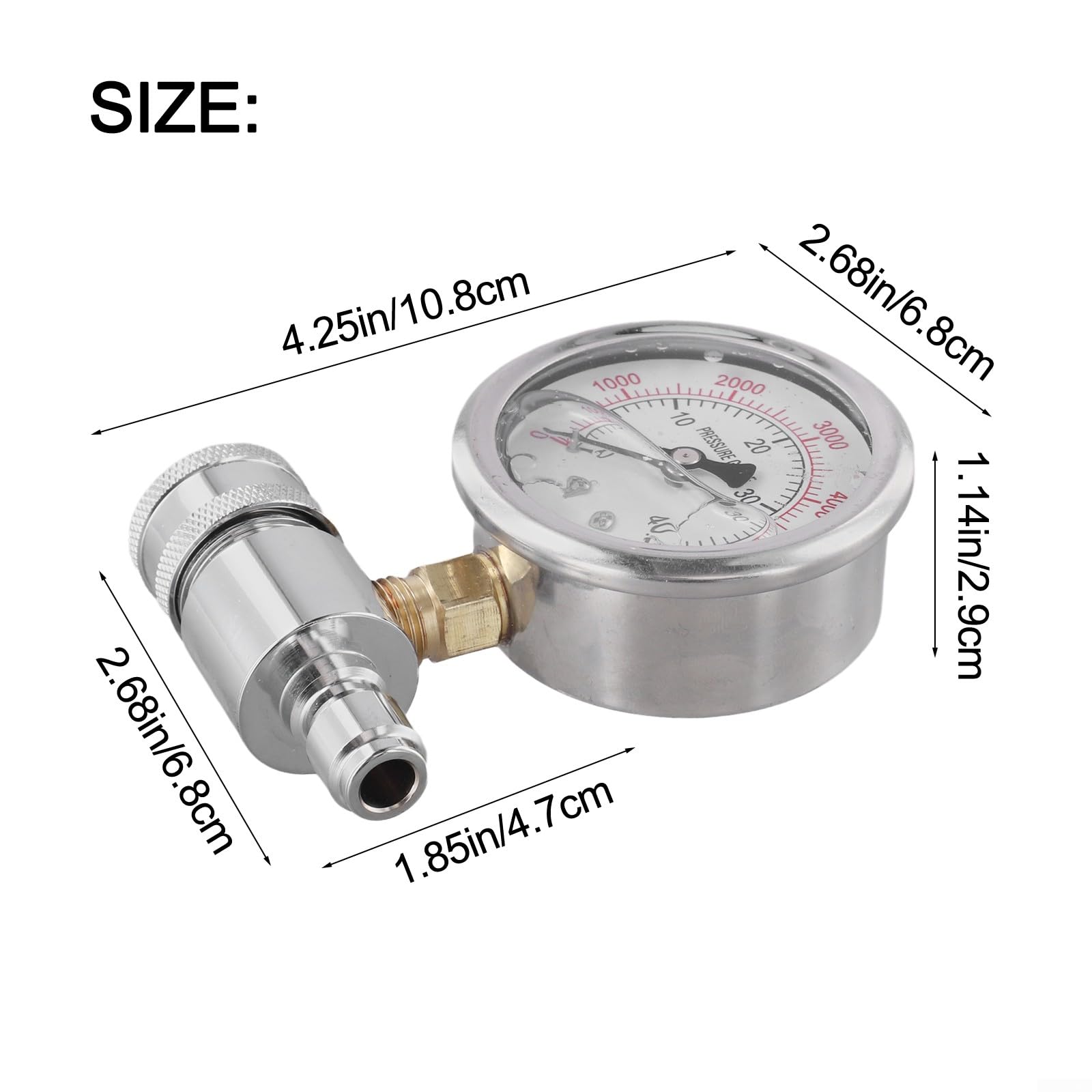 HpLive Jauge de pression en acier inoxydable pour nettoyeur haute pression, manomètre 6000 PSI, connexion rapide 3/8", mesure de précision pour le lavage de voiture et les tâches de nettoyage