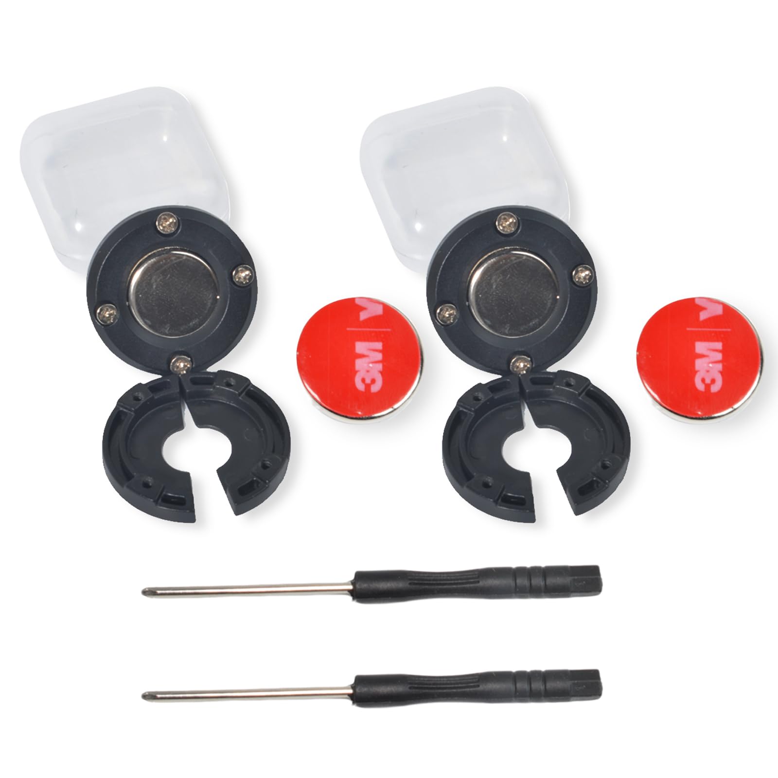 Universal CB Mircophone Magnetic Kit, Round Knob Mobile Radio Speaker Mic Magnet Holder Mount for Motorola HLN9073B CDM1250 CDM750 Kenwood TK768G TK868G TM471A (Pack of 2 Black)