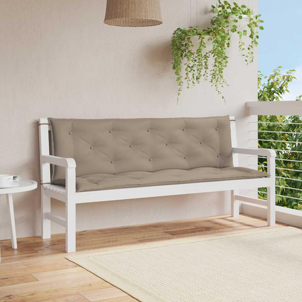 Nakładka na ławkę ogrodową, kolor taupe, 150 x (50 + 50) x 7 cm, tkanina Oxford, wodoodporna, nakładka na ławkę ze sznurkami, poduszka do siedzenia na ławkę ogrodową i meble tarasowe, miękkie