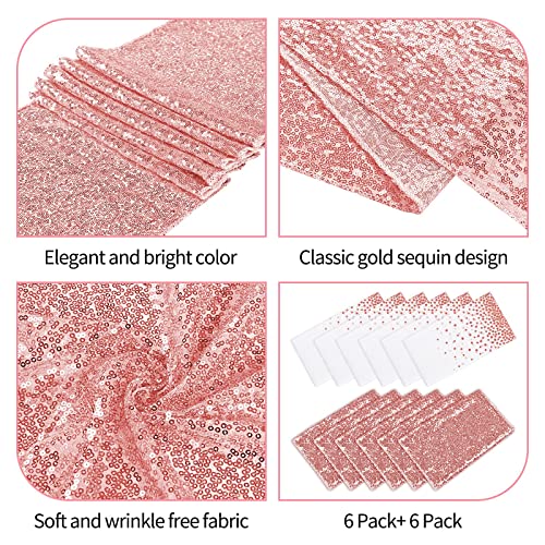 Fani CZ015L 12 Packs Tablecloth And Sequin Table Runner Set thumb #6