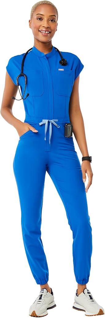 FIGS Womens Rafaela Cargo Jogger Scrubjumpsuit - Royal Blue L