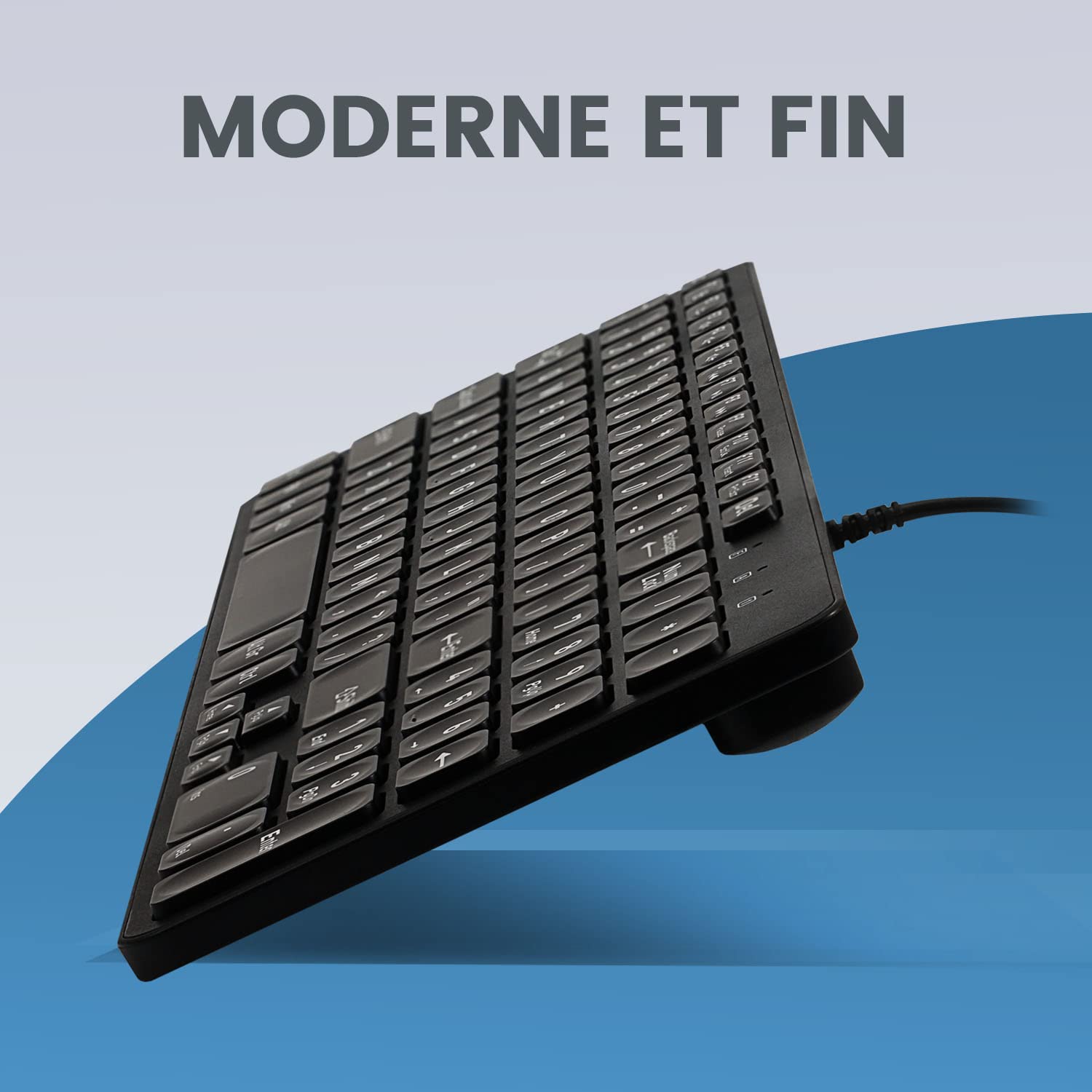 Produktbild von PERIXX PERIBOARD-331 Tastatur AZERTY - Beleuchtet Volle Größe Scherentasten