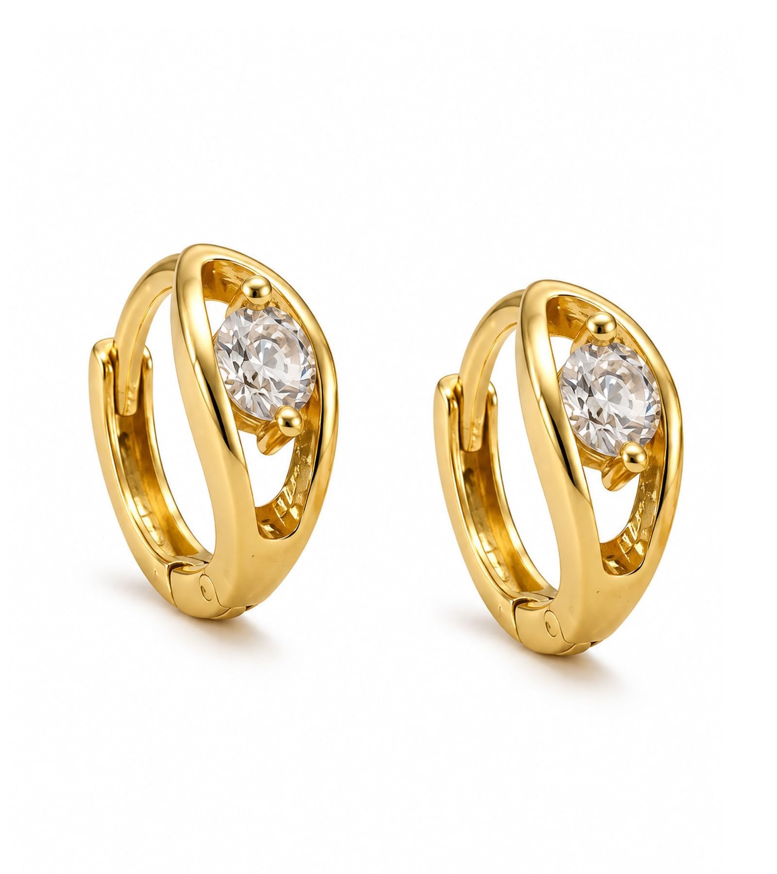 vama FASHIONS 18K Gold Plated Anti Tarnish CZ Stone Huggie Hoop Bali Oval Earrings Lightweight Hypoallergenic Ear Piercing Earrings for Mens-picture-48