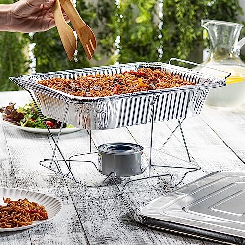 Image of [25 Sets] 9 x 13 Aluminum Foil Steam Table Pans With Lids - Half Size Deep