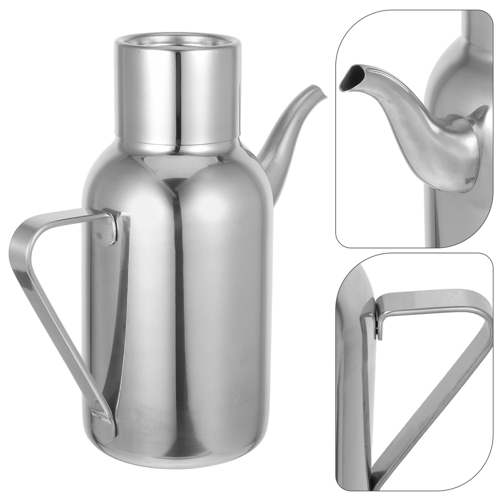 Dispensador de Aceite de Acero Inoxidable 800ml Plata | Uso en Cocina, Fácil de Limpiar y No Daña Manos, Acabado Redondo de Fabricación Cuidada