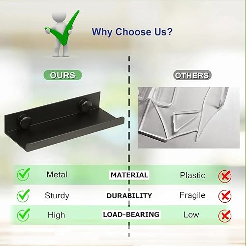 Miniatura 2 de BiJun Paquete de 10 estantes de discos de vinilo para montaje en pared, soporte de vinilo de metal blanco para montaje en pared, soporte minimalista