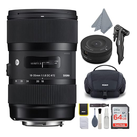 Sigma 18-35mm F1.8 Art DC HSM Lens for Canon DSLR Cameras (210101) USB Dock + 64GB SD Card & Advanced Holiday Photo & Travel Bundle (6 Items)