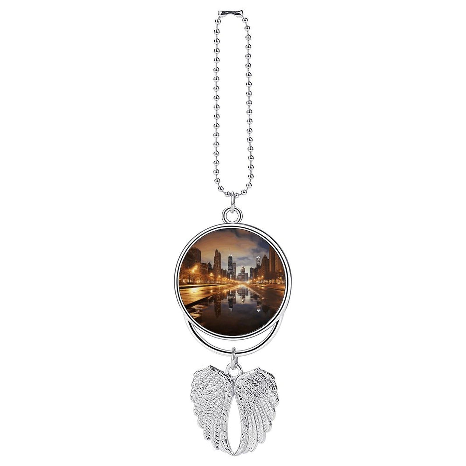 Chicago Car Pendant Personalized Car Hanging Ornament Auto Rear View Mirror Hanging Decoration Accessories Metal Cars Interior Ornament for Most Cars Truck SUV