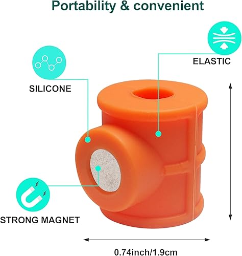 Miniatura 9 de Paquete de 6 soportes magnéticos para lápices, soporte ajustable de silicona para la mayoría de lápices, ideal para refrigeradores, pizarras