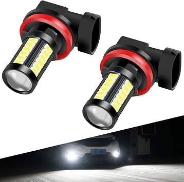 H8 H9 H11 LED Fog Light Bulbs DRL 2800 Lumens Xtreme Super Bright 5730 33-SMD 12V LED Bulbs Replacement for Cars, Trucks, 6000K Xenon White
