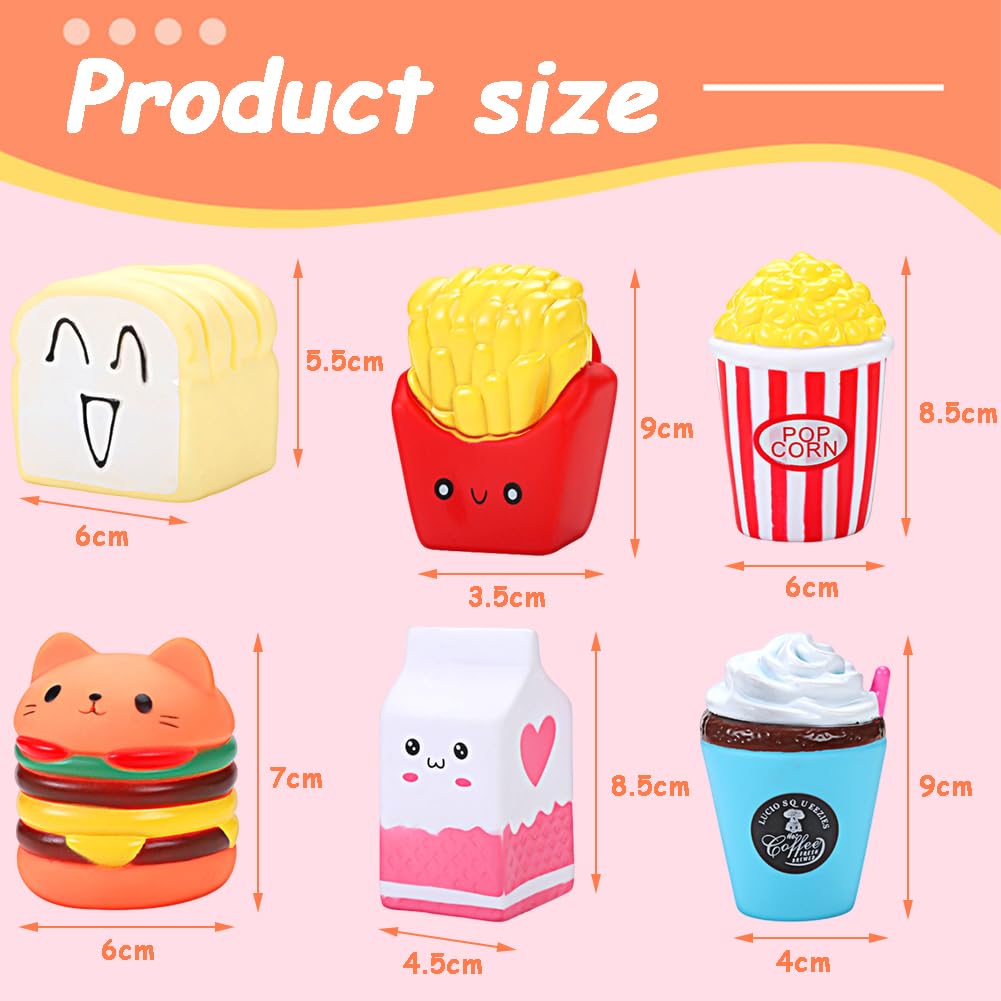 6 pcs Squishy Toys,Jumbo Snack Squishies,Stress Relief,Snack Anti Stress Toy,Donut Ice Cream Pop Corn Squeeze Toy for Kids and Adults - Image 2