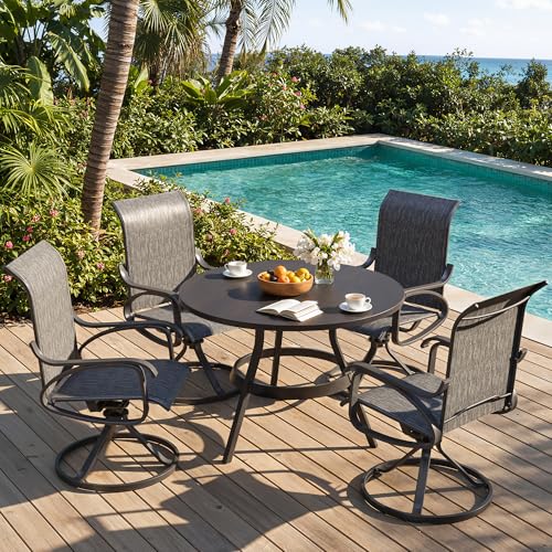 Image of LOUVIXA Patio Swivel Chair Set of 4, All-Weather Patio Swivel Rocking Chair, High Back Patio Dining Chairs for Backyard, Porch, Lawn, Garden(4, Dusky Gray)