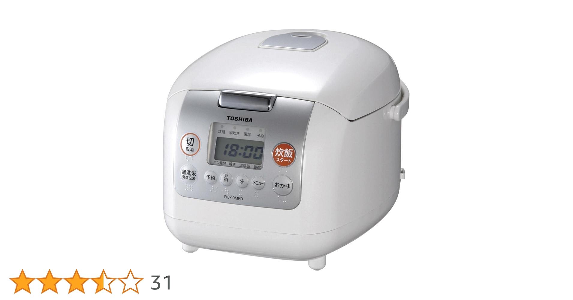 TOSHIBA 炊飯器　RC-10MFD Amazon | TOSHIBA マイコン保温釜1.0L RC-10MFD(W) ホワイト