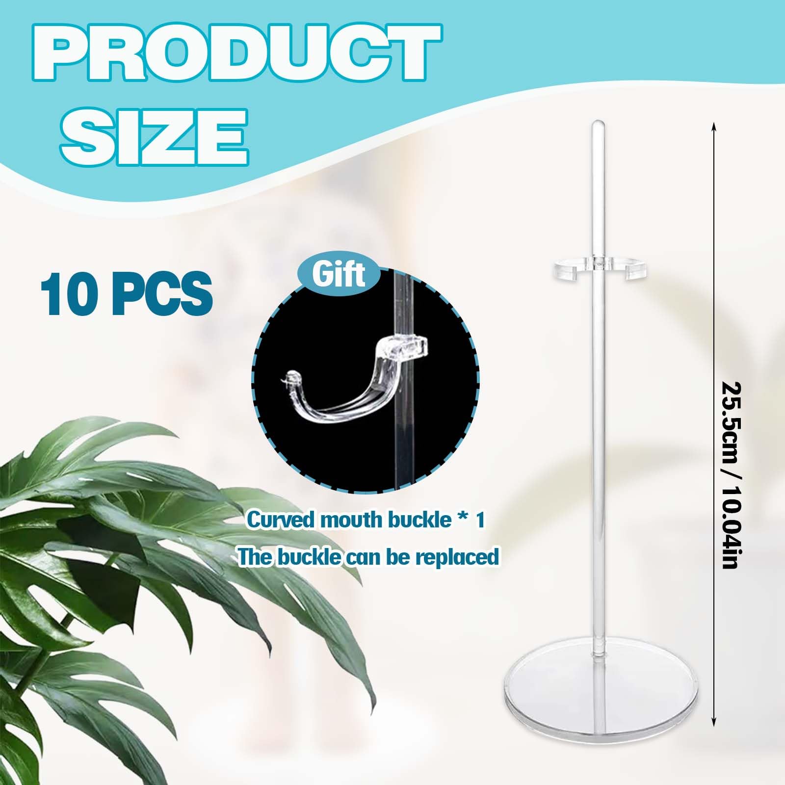 Supporto per Bambole Trasparente Set 10 con Gancio PVC