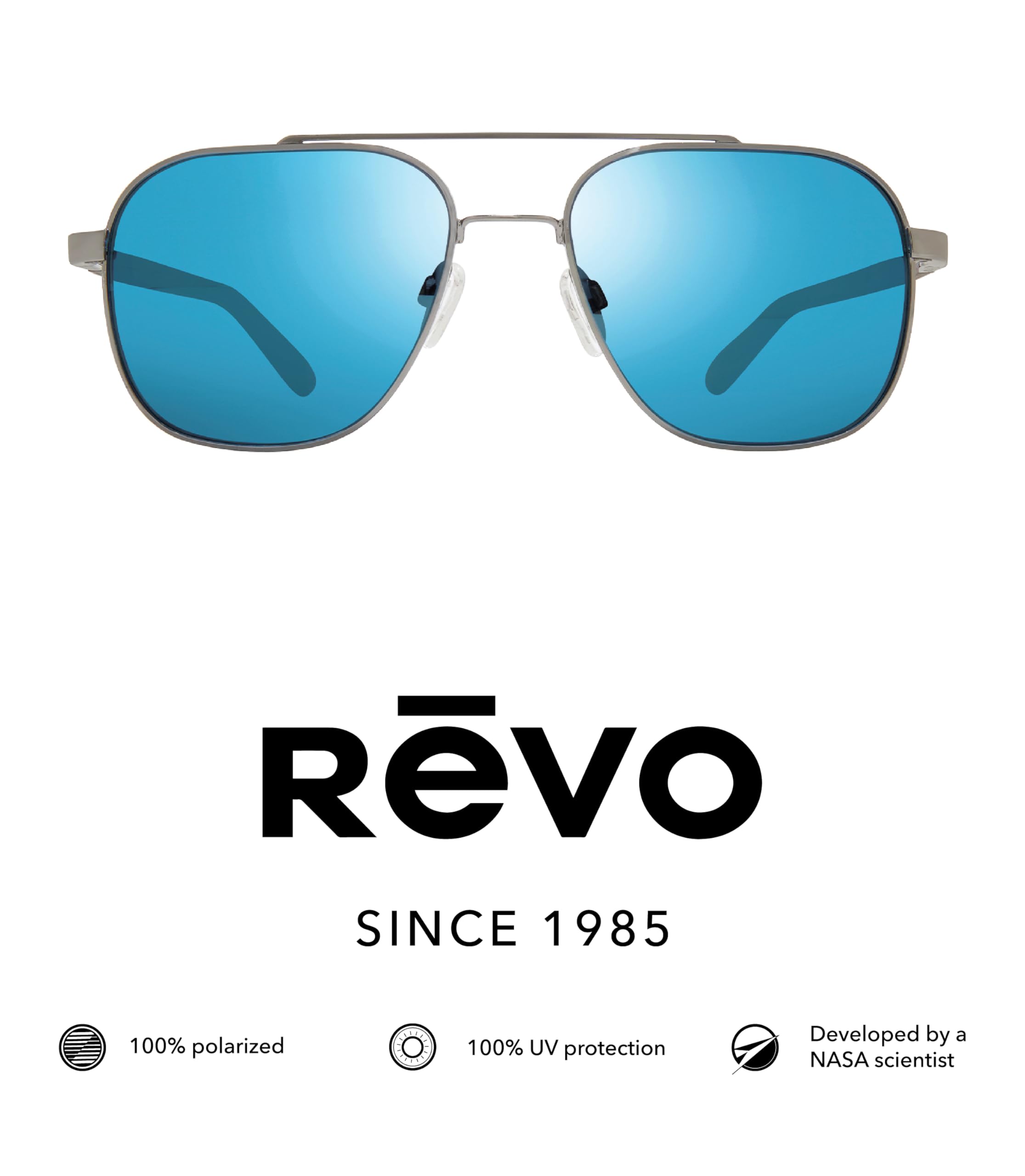 Revo Gafas de sol Harrison: lente de cristal polarizado con marco de navegador de metal, marco de bronce con lente azul