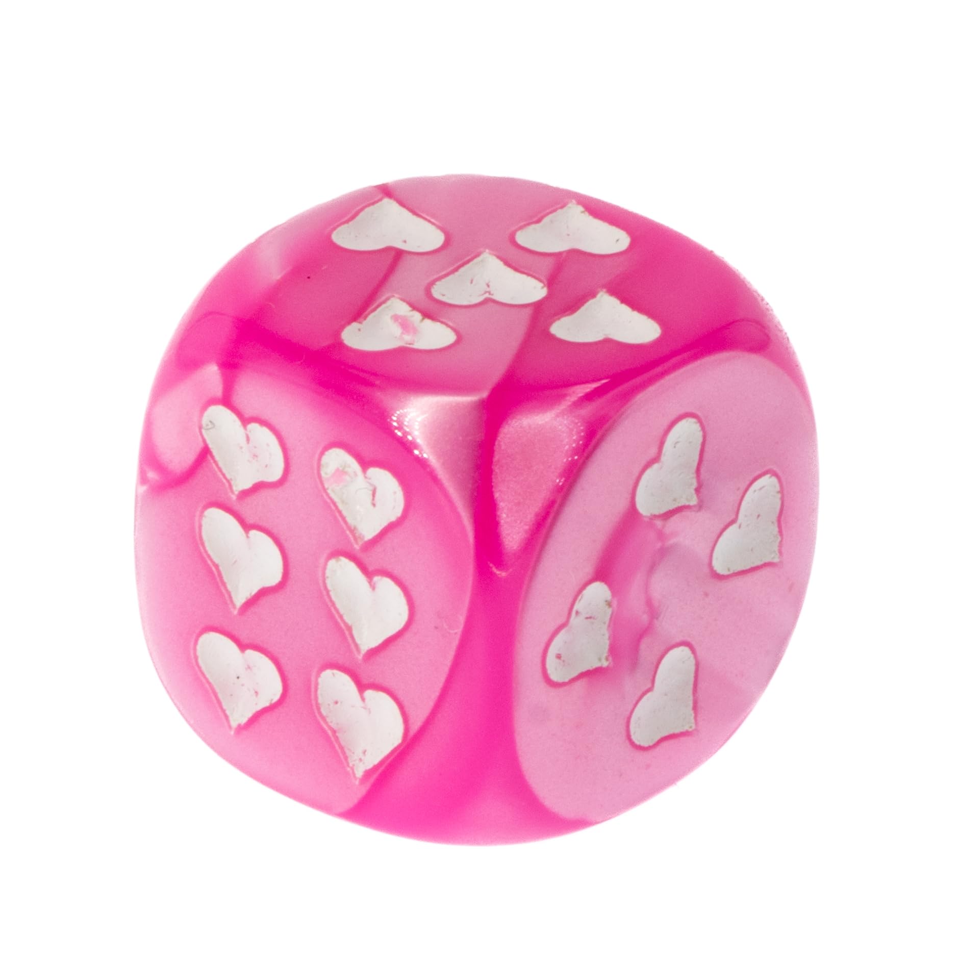 WeLoveDice - Würfel rosa mit weissen Herzen - Made in Germany - 6 Stück