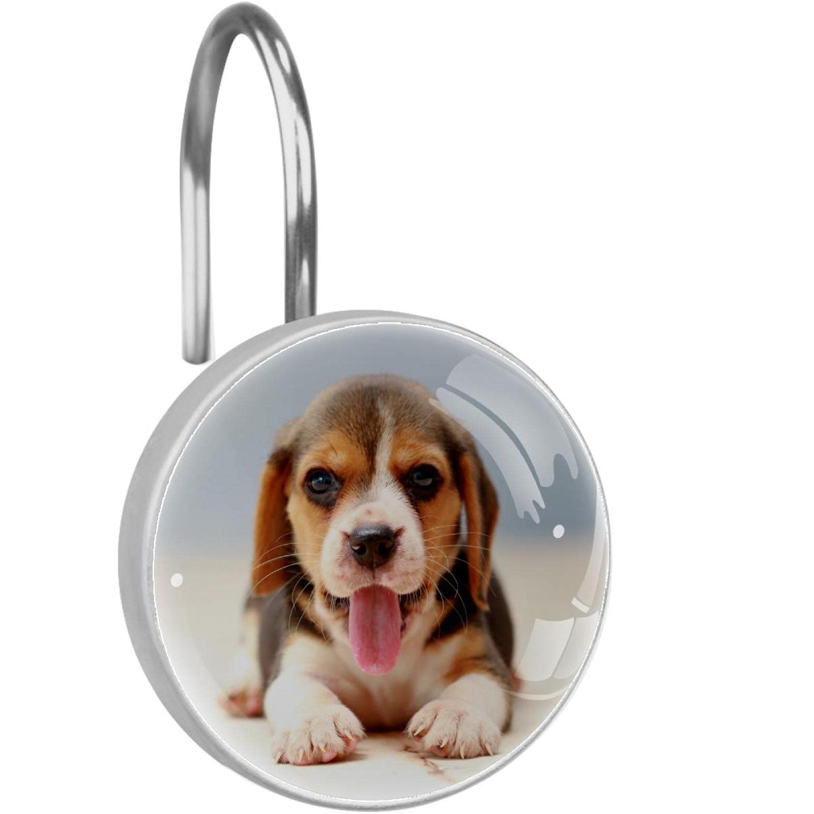 Crochets rideau de douche acier inoxydable anneaux salle de bain motif beagle