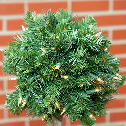 Home Heritage 3 Foot Artificial Topiary Tree w/Clear Lights for Entryway Decor