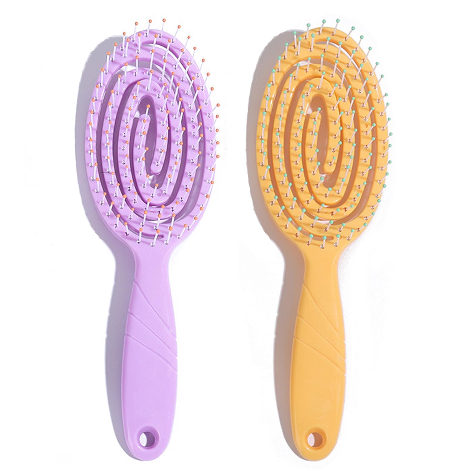 mercham 2 PCS Detangling Hair Brushes for Girls & Kids, Curved Vent & Soft Bristles Hair Brush for Wet Dry, Straight