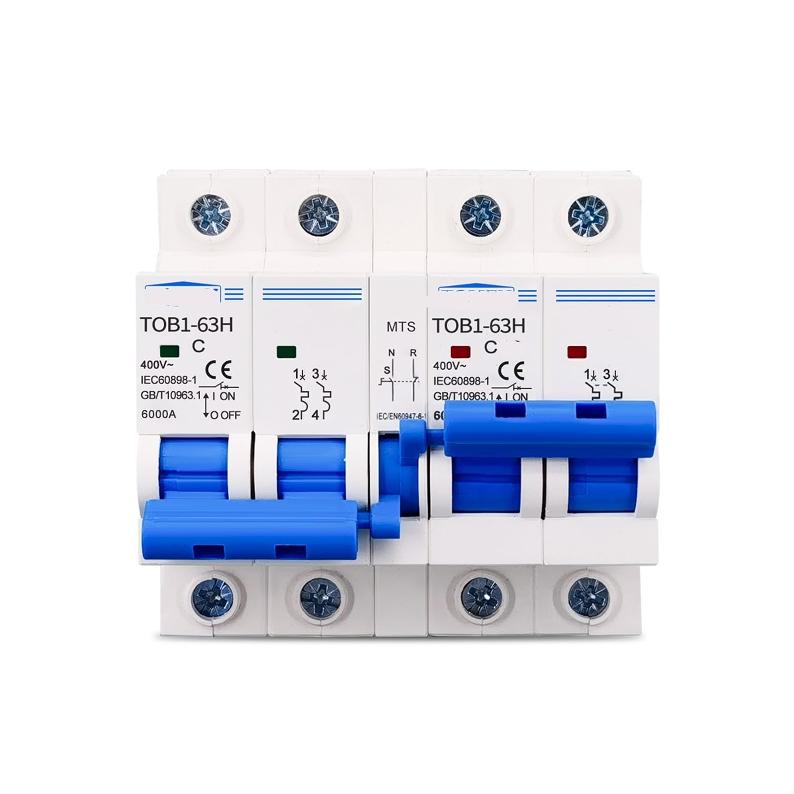 Interruptor de transferencia manual 2P+2P contra apagones para alternar redes de CA 10A 5