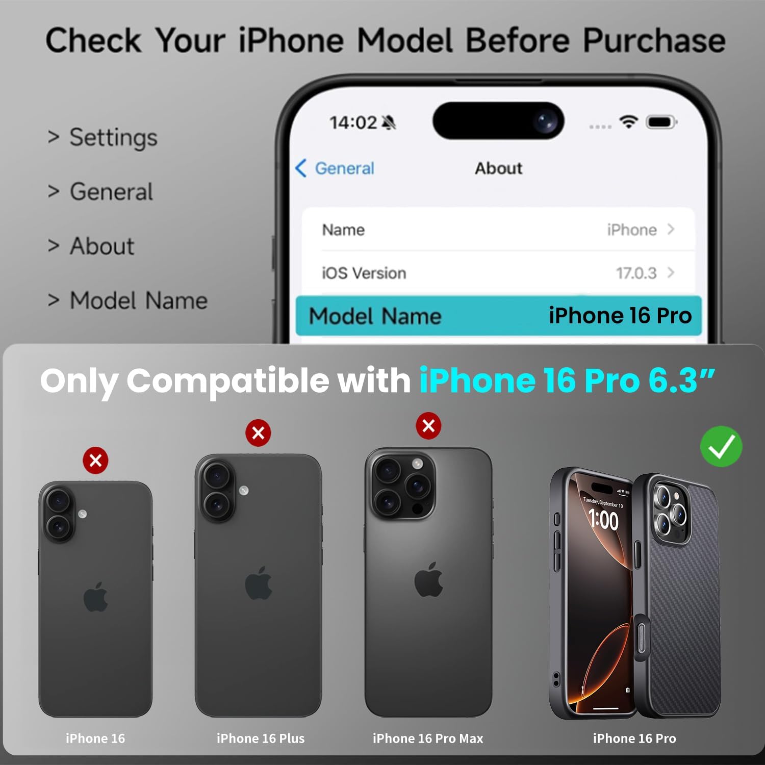 Real Carbon Fiber for iPhone 16 Pro Case Compatible with MagSafe, Aramid Fiber with Military-Grade Drop Cover for Phone 16 Pro 6.3 Inch, Supports Wireless Charging, Black/Red(Twill) - Image 2