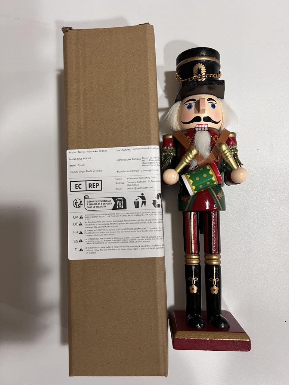 Schiaccianoci Figure in legno Soldati Schiaccianoci, 30cm Decorazione tradizionale del camino di Natale Figure Decorazione per la casa Decorazione di Natale Decorazione di Natale(Il batterista)
