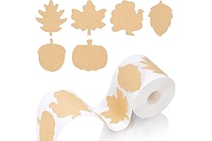 500Pcs Thanksgiving Kraft Paper Stickers, Premium Fall Maple Pumpkin Turkey Blank Kraft...