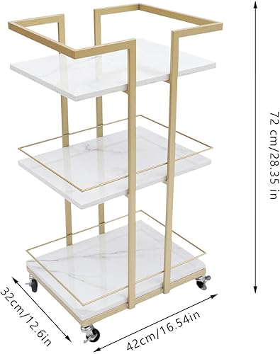Miniatura 2 de Organizador utilitario de 3 niveles para carrito rodante diseño abierto estante de almacenamiento de metal con ruedas universales carrito de