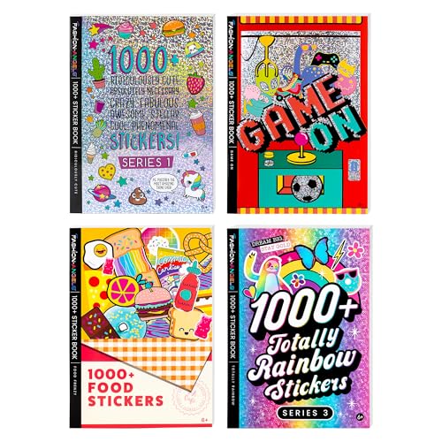 CRAYOLA CREATIONS - Set con 4 Libri di Adesivi, 1000+ Adesivi per ogni Libro, soggetti Fantasy, Food, Fotografie e Animali, da 6 anni, 04-1248A