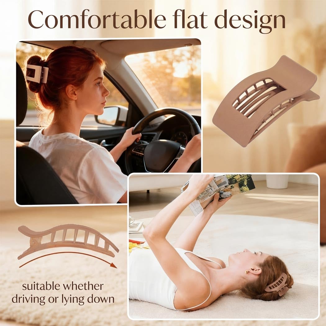 Flat Hair Clips for Thick Hair, Medium Black Claw Clips, Acrylic Hair Accessories for Women(3 Pack) - Image 3