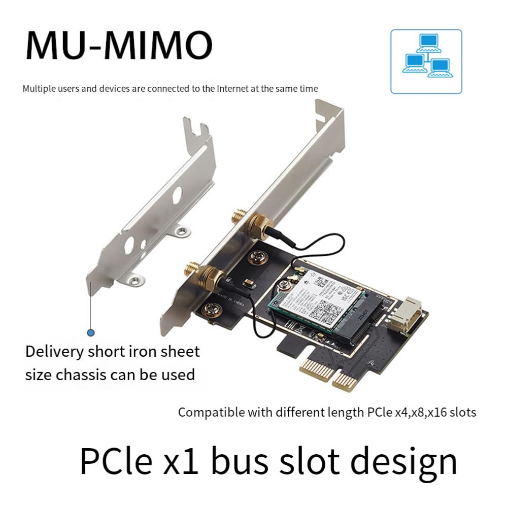 Carte WiFi PCI-E WiFi 7 BE200, Tri-Band 2.4G&5G&6GHz, Métal Noir+PCB, Vitesse sans de 8774Mbps, Carte Réseau sans BE200 pour Win11.