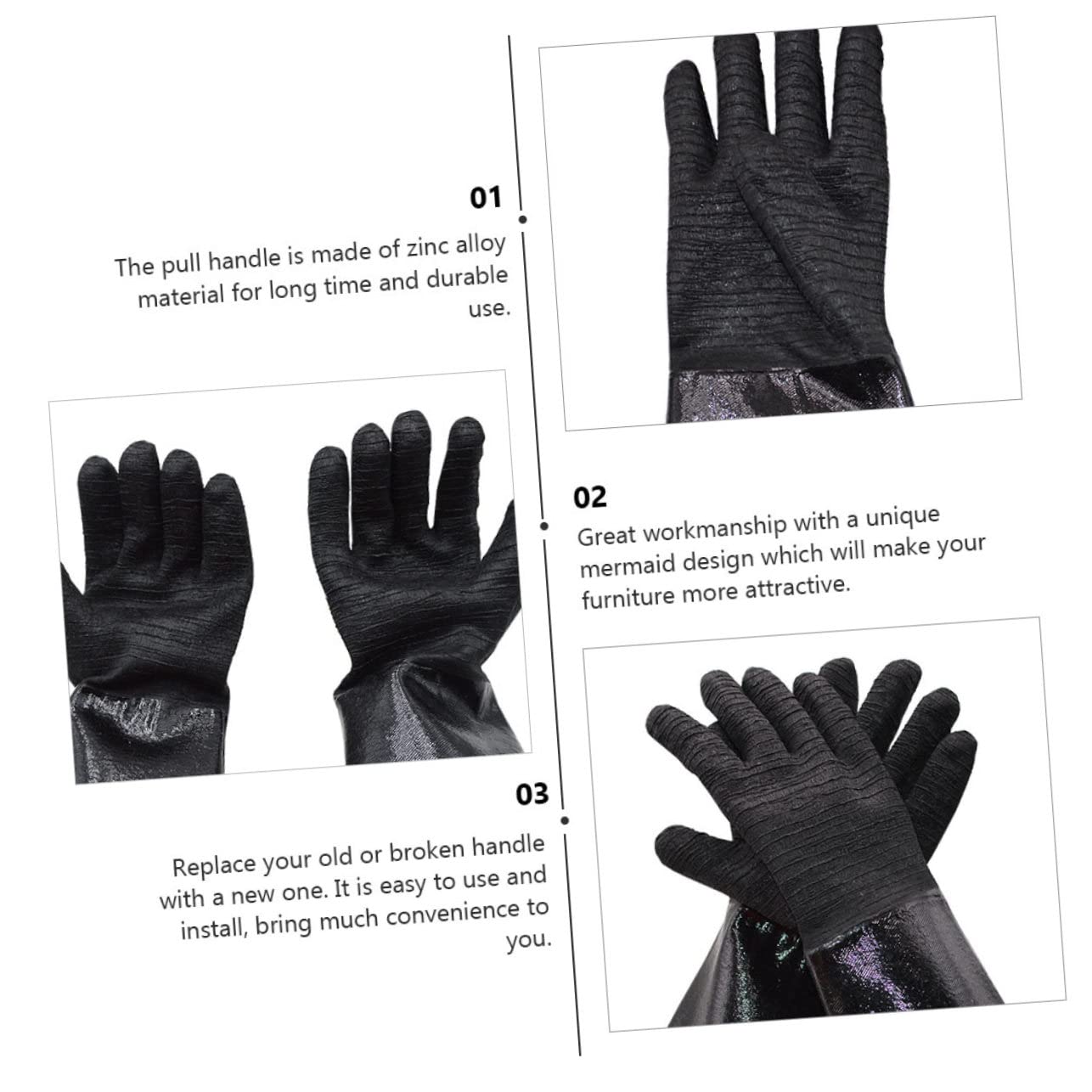 Guanti da Forno in Neoprene Neri Resistenti al Calore, 1 Paio