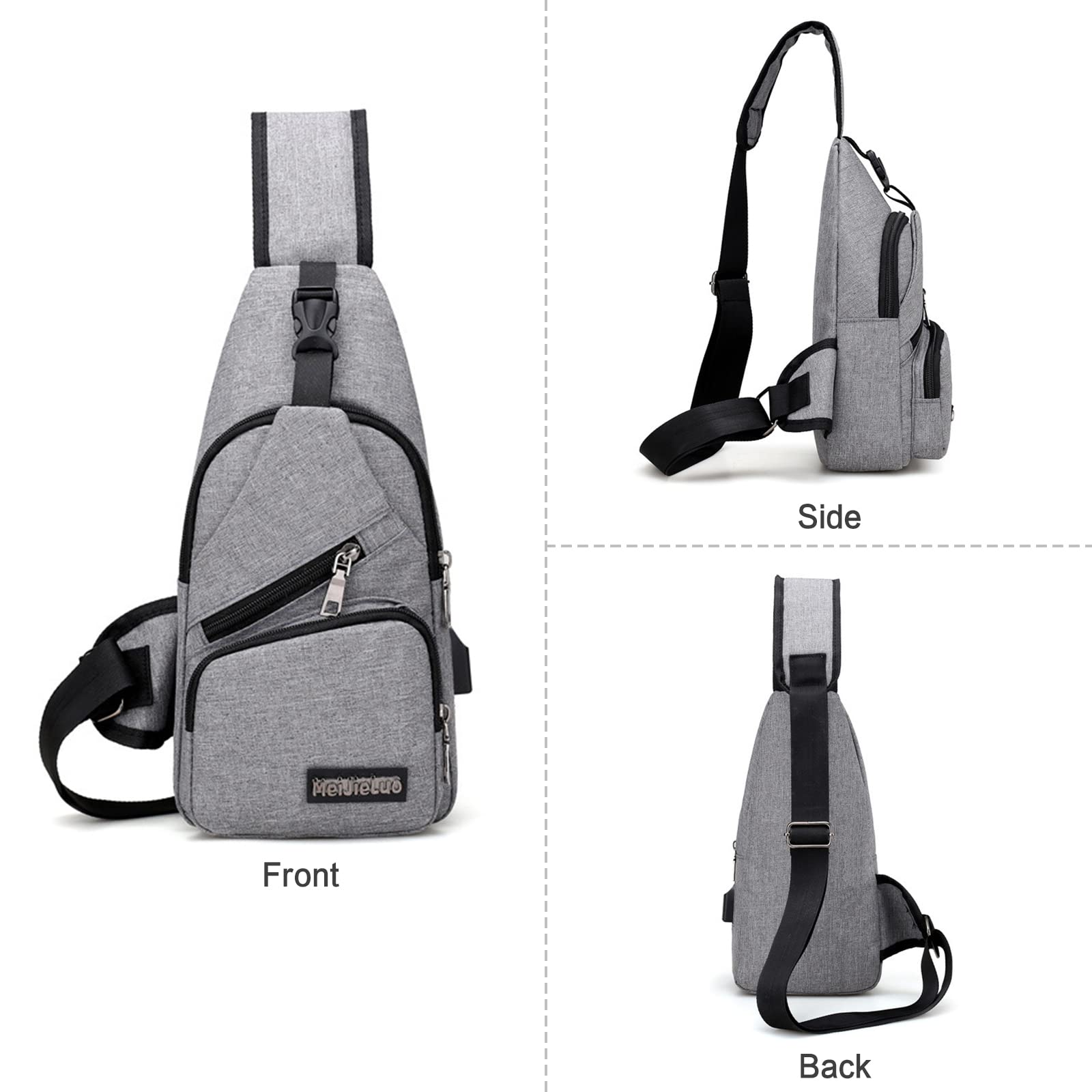 Petit sac à bandoulière pour homme avec port de charge USB, sac de poitrine léger pour randonnée, cyclisme, voyage