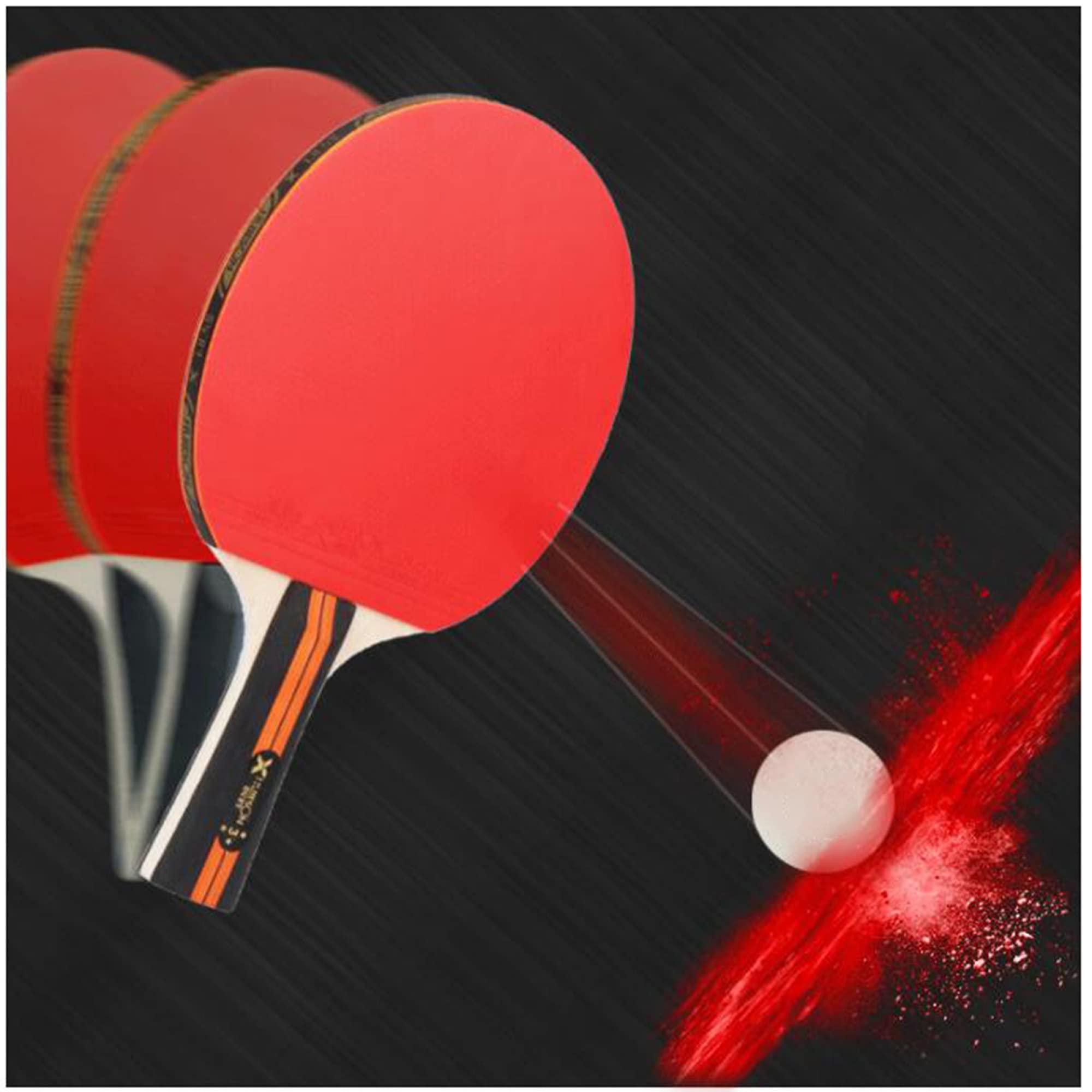Set da Ping Pong, Set di Racchette da Ping Pong, Racchette da Ping Pong Sportive, Racchetta da Ping Pong ricreativa per Principianti e Famiglie/3 Stelle/Manico Corto