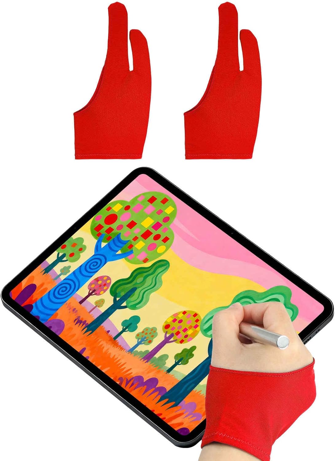 Artist Drawing Glove Smooth Elasticity Breathable, Graphics Painting Glove with Two Fingers for Right/Left Hand
