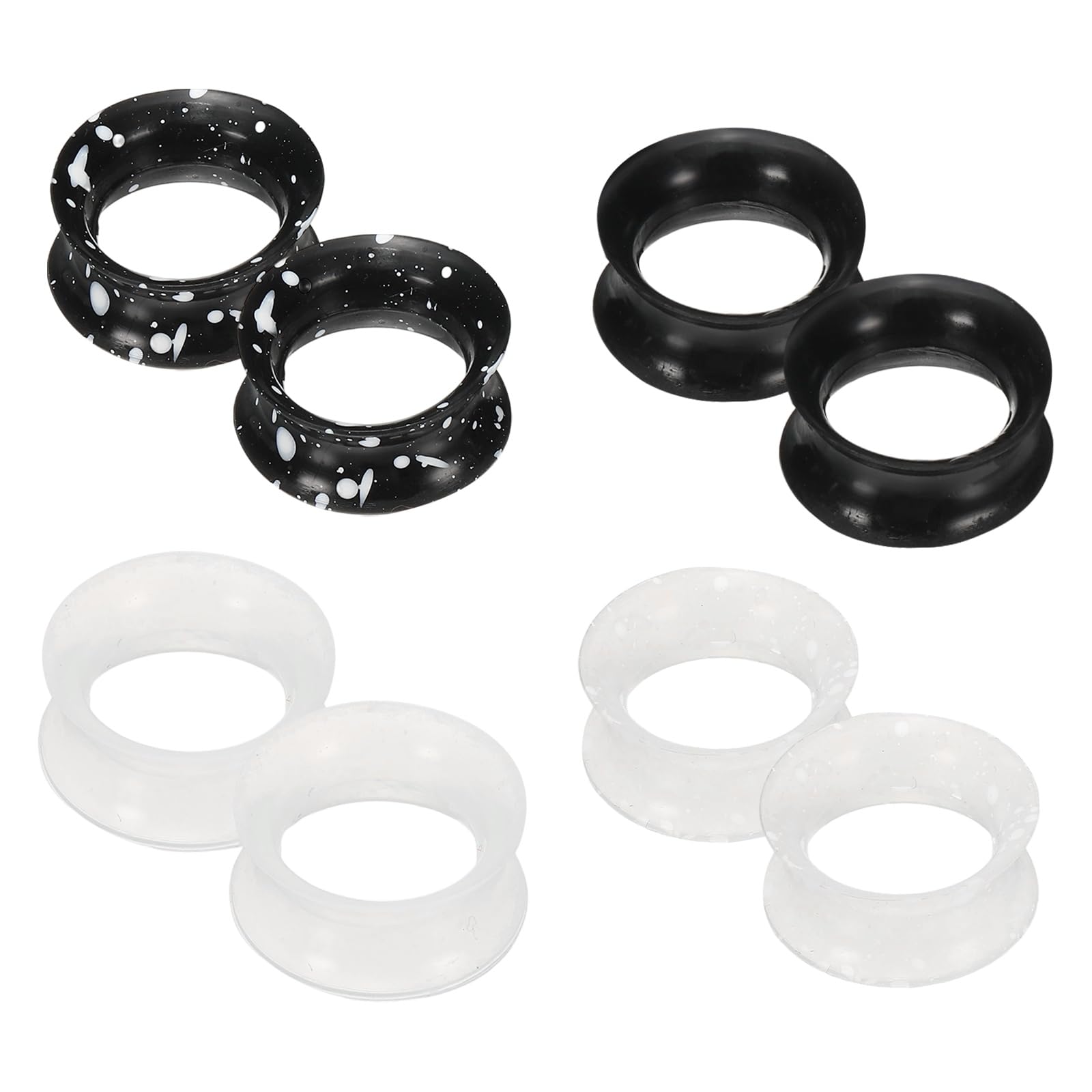 uxcell 8pcs Silicone Ear Gauge, 5/8" (16mm) Flexible Ear Tunnels Plugs Double Flared Earring Stretchers Expander for Women Men, White,Black,Clear-picture-9