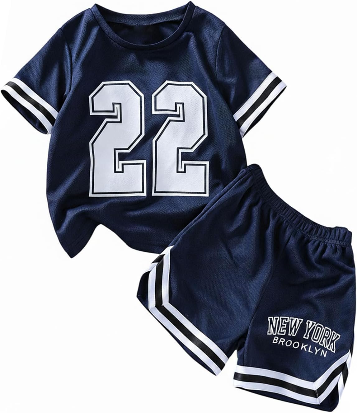 WDIRARA Toddler Boy's 2 Piece Shorts Outfits Short Sleeve Jersey Shirts Shorts Set Tracksuit