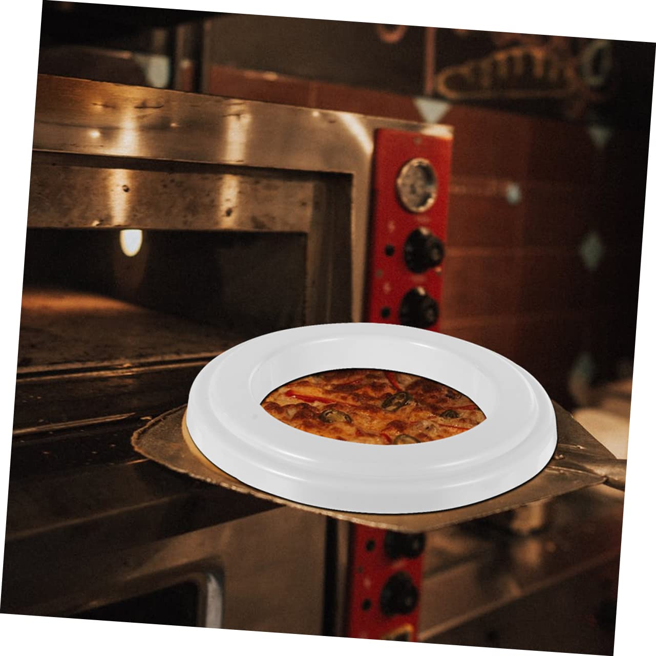 KICHOUSE 1pc Pizza Saucing Ring Baking Tool for Scones Cakes Pizza Reusable Kitchen Bakeware for Easy Stuffing Toppings for Home Restaurant Use