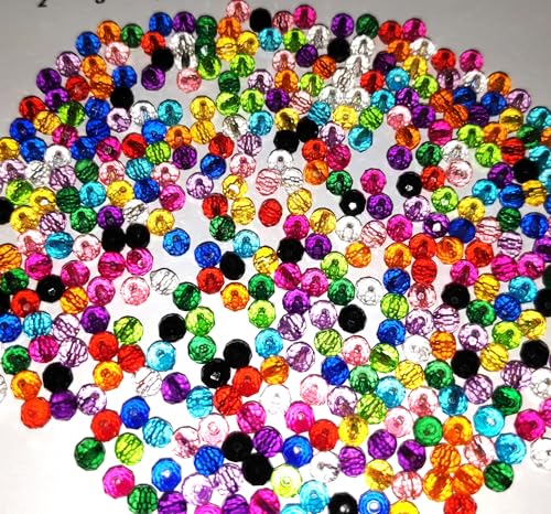 Image of GoSetGet! 4mm Rondelle /Tire (1000 Pcs) LITE Blue Crystal Macrame Plastic Beads for Arts, Crafts & Decoratives-High Sparkle Cutting Crystal Beads for Macrame, Jhula, Torana, Jhumar (LiteBlue)
