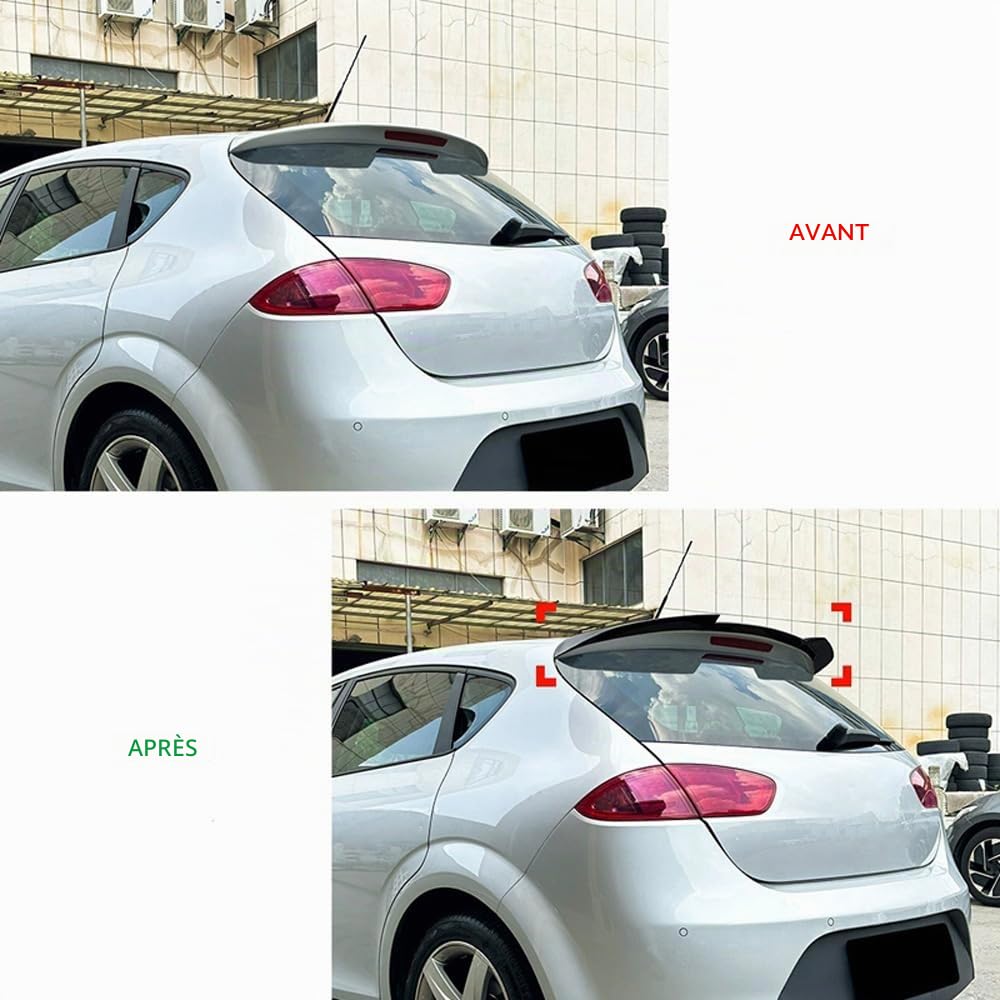AutoStyle Becquet de toit compatible avec Seat Leon 1P 5-portes Facelift 2009-2012 (ABS Noir Luisant)