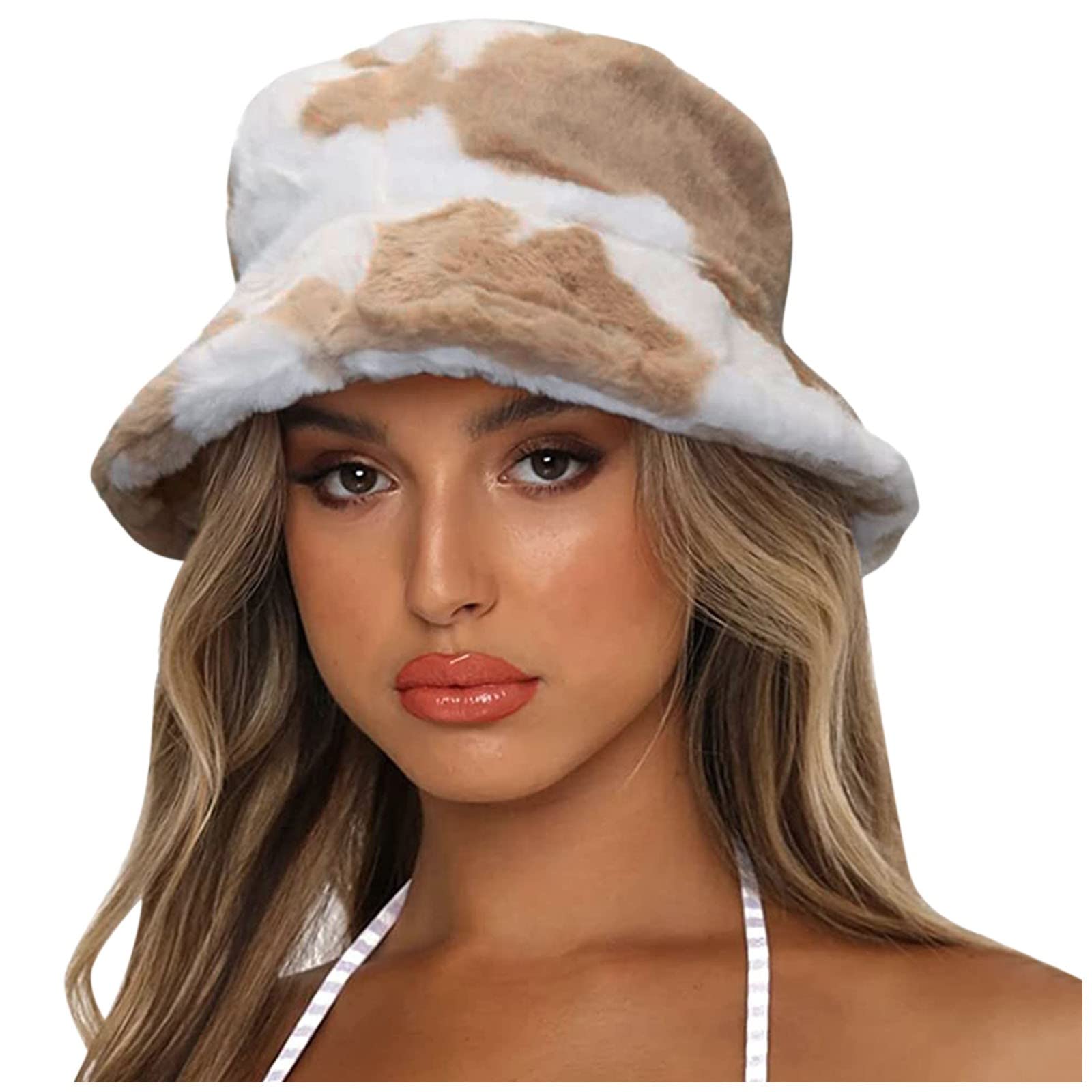 Zimowa Ciepła Czapka Wiadro Dla Kobiet Wiadro Cymbal Hat Winter Warm Men Gruby Drukowany Czapka Z Daszkiem Czapka Wędkarska Ciemnoniebieski/Khaki/One Size