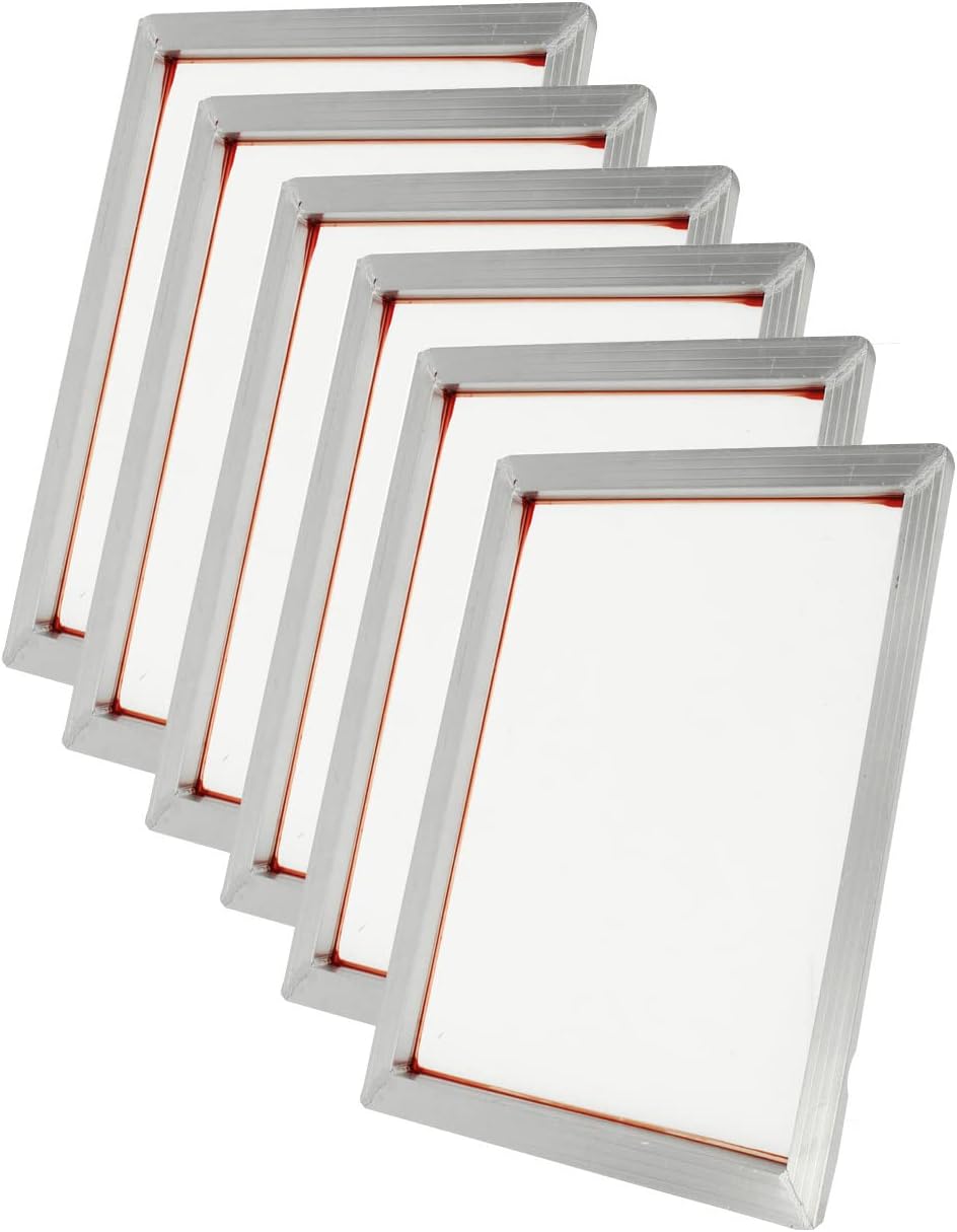 TECHTONGDA 6Pcs 110 Mesh (43T) 8x14inch Silk Screen Printing Frame Pre-Stretched Aluminum White