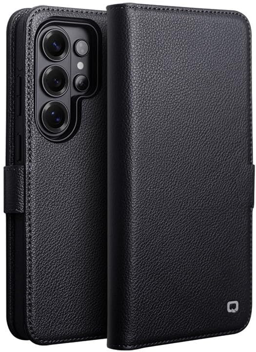 Generic case Compatible with Samsung Galaxy S26 Ultra (Couleur : Black) Magnetic Removable Cover Genuine Leather Flip Wallet Back Case