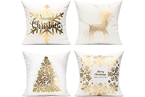 White and Gold Christmas Decorations Throw Pillow Covers